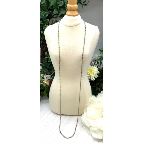 Vintage Silver-Tone Rope Chain Necklace With Lobster Clasp - Picture 2 of 4